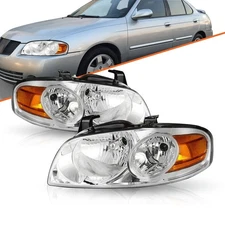 For 2004 2005 2006 Nissan Sentra Sedan Chrome Headlights Left+Right 04 05 06 