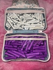 Plastic Long Barrel Perm Rods Hair Curlers, White  Purple, Storage Case