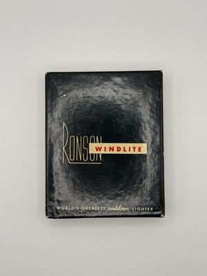 Vintage Ronson Windlite Lighter Box w Insert Manual Tobacciana Case
