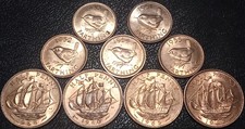 **ALL DIFFERENT UNC** UK Great Britain Farthings, 1/2 Pennies Bronze Coins