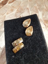 VTG Silver Confetti Glitter Lucite Earrings Stud Earrings 2 Pr 1960's
