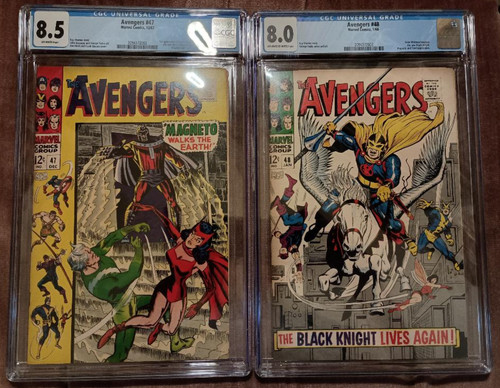Avengers #48 CGC 8.0  & 47 CGC 8.5 Marvel • 1968 • 1st Dane Whitmam/Black Knight
