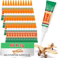 48 Pc 3g Clear Strong Fast Drying Super Glue Adhesive for Crafts, Wood, Metal...