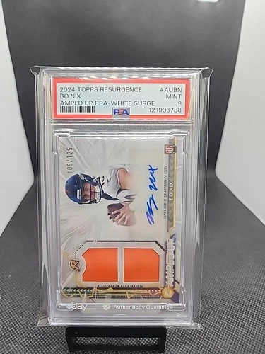 2024 Topps Resurgence Bo Nix Amped Up RPA White Surge /125 PSA 9