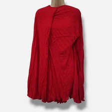 Valentino Women's Red Crewneck Pleated Cape Mini Dress Size 44
