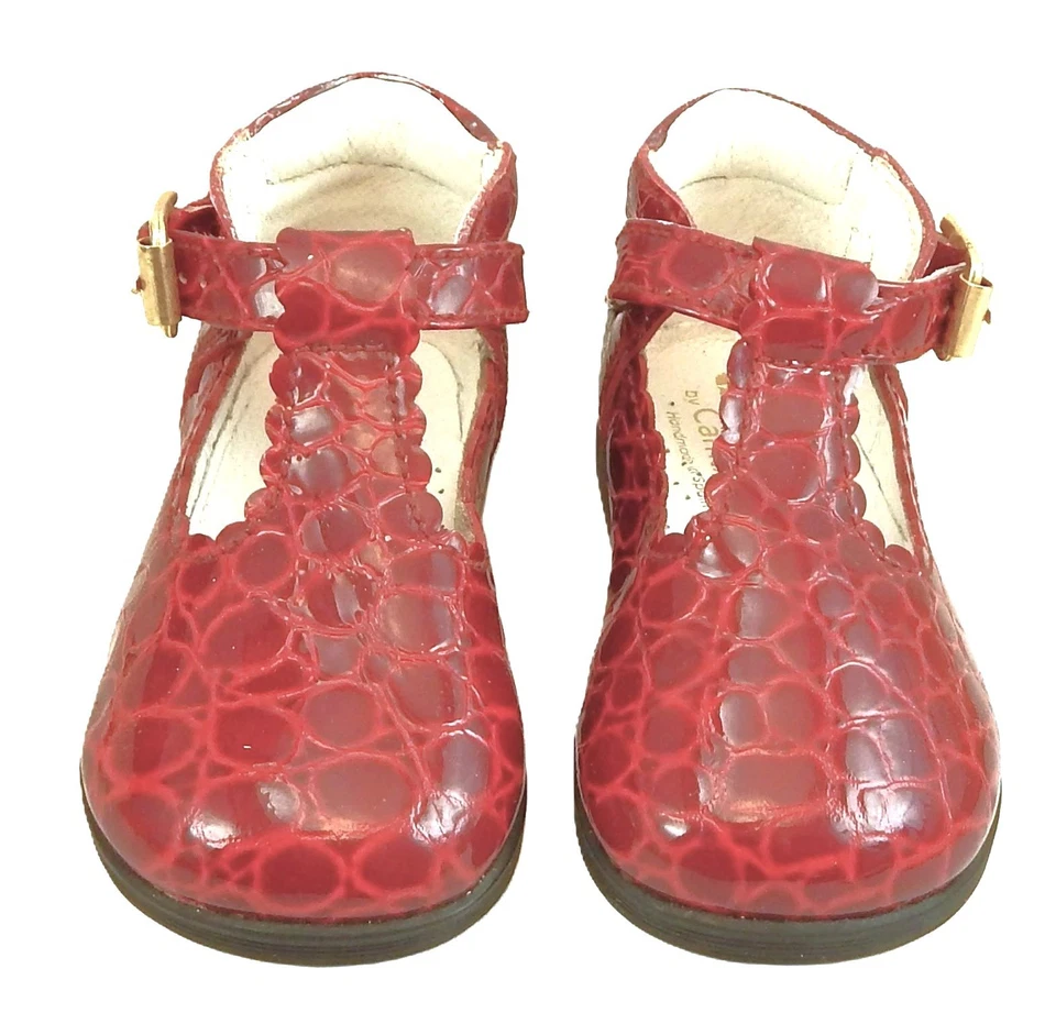 DE OSU - España - Zapatos de vestir de charol de cocodrilo rojo para bebés niñas -Europeos 18 -Talla 3 Foto 2 de 4