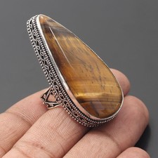 Tiger Eye Gemstone 925 Sterling Silver Handmade Ring Jewelry Gift For Love