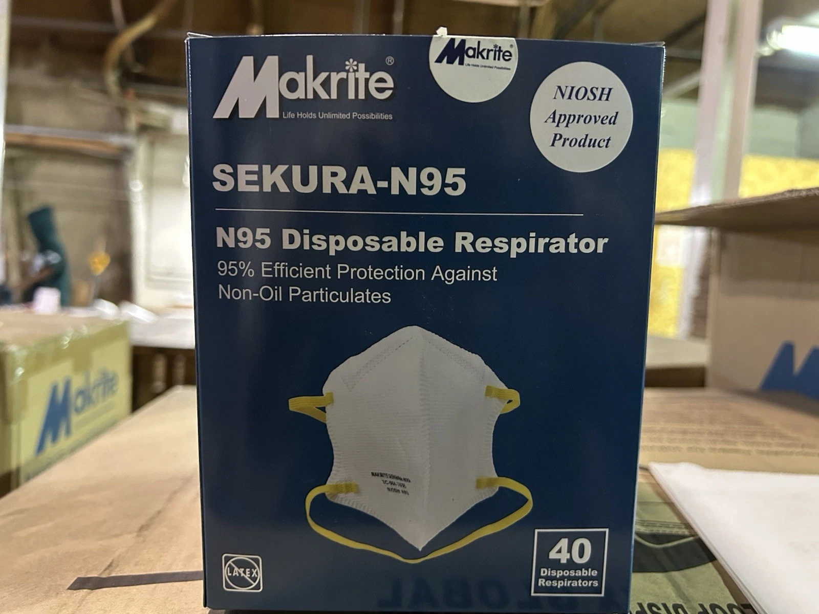 4Makrite Sekura-N95 Disposable Respirator Face Mask -40 Pack (4 Of These) 160ct