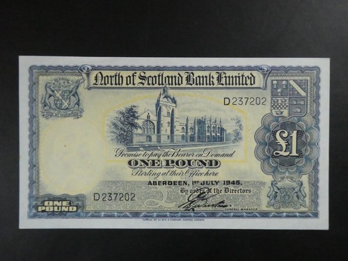NICE 1945 NORTH OF SCOTLAND BANK £1 BANKNOTE ORIGINAL EF | eBay UK