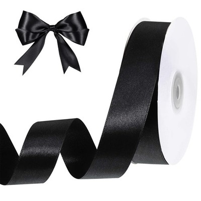 Woric Black Satin Ribbon 1 inch 50 Yards