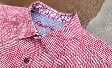 ROBERT GRAHAM SHIRT, Men's Large 16.5 x 35 Red Pink, Design, Flip, Excellent