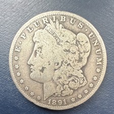 1891 Morgan Silver Dollar Coin Circulated $1 0.9 Fineness Uncertified Silver