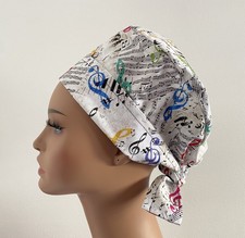 Euro Style Surgical Scrub Cap, Scrub Hat, Nurses Hat, Music Notes