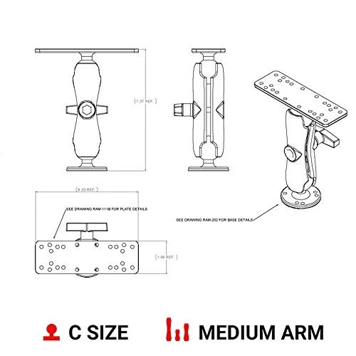 Drill-Down Marine Electronic Mount RAM-111U with Medium Arm Compatible with G... - Image 4 of 4
