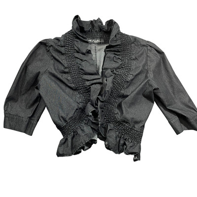 Jamie Nicole Black Ruffle Shrug Bolero Cropped Jacket  (tags missing) M/L
