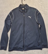 PUMA Men's Navy Blue Track Jacket Full Zip XL Lightweight Collared Pockets