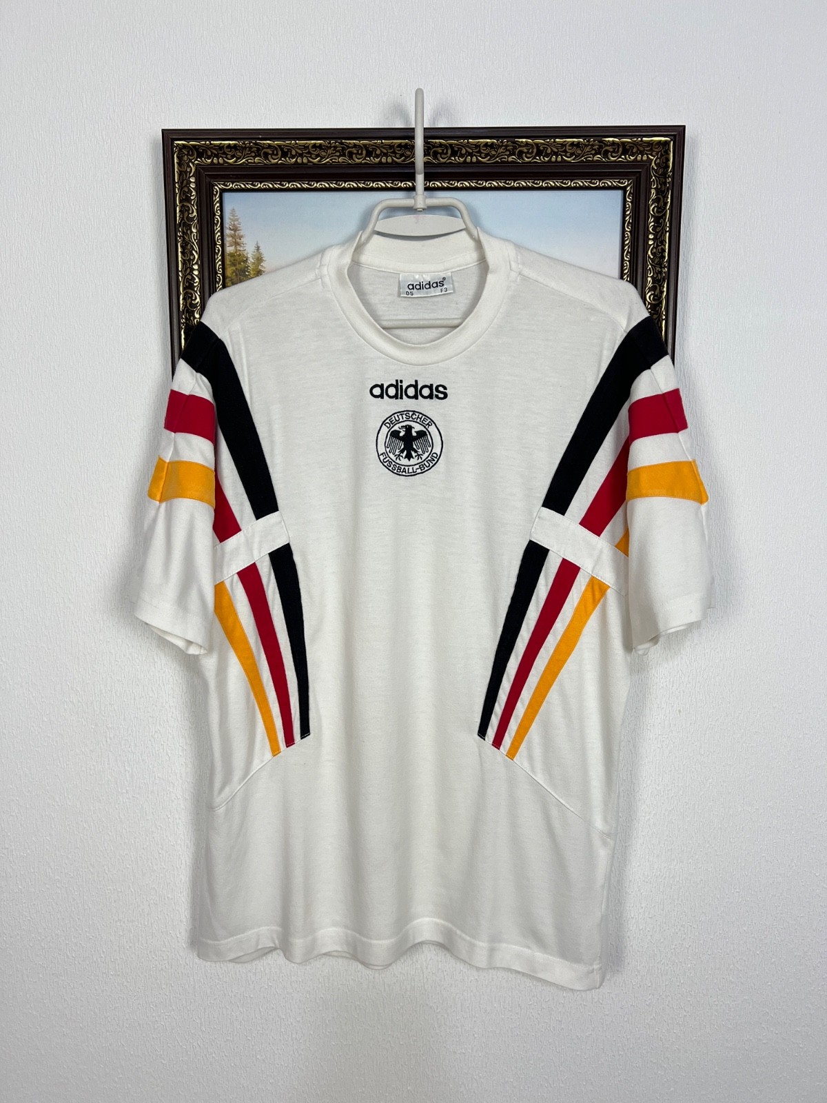 Vintage 90's Adidas Germany Football Train Shirt Soccer White Jersey Mens Size M