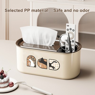 Multi-functional Desktop Storage Box Tissue Box Cover Storage Organizer _r1