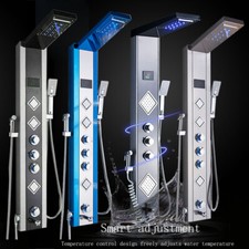 Acciaio inox colonna doccia pannello idromassaggio con doccetta set cascata LED