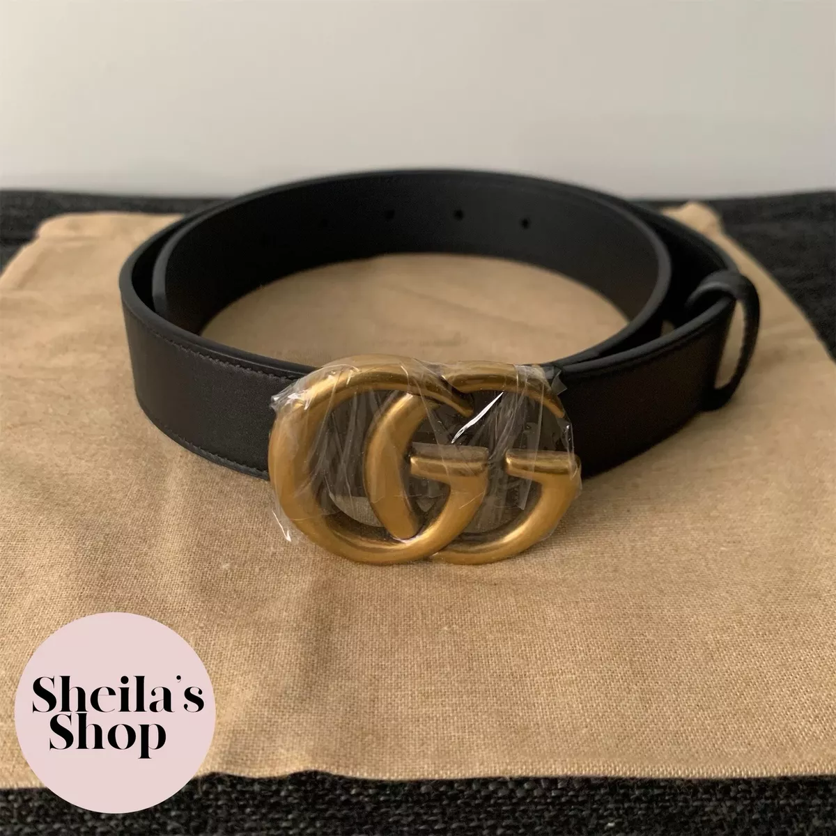 NWT Gucci Black Leather Belt with Double G Buckle Size 80 eBay