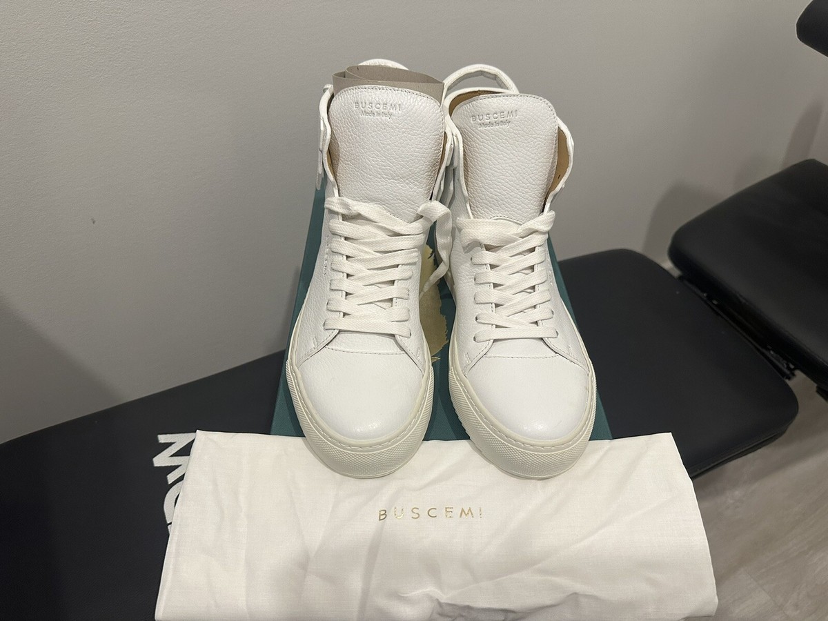 Brand New White Buscemi men white Leather sneakers 125mm High Size 