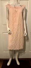 Vintage Berkliff 1960s Pink Lace and Nylon Nightgown Negligee S/M NEW Old Stock