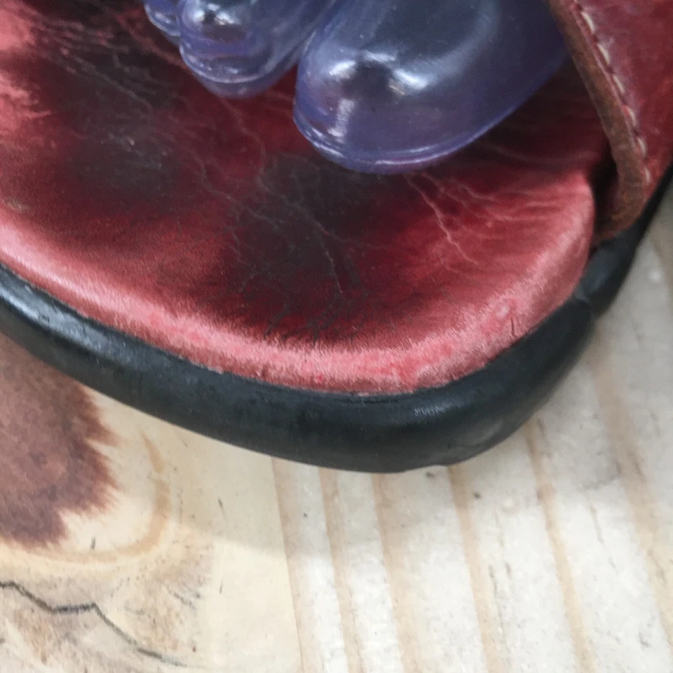 Sandalias Cole Haan para mujer 7 B Slide cuero rojo sin cordones informales cómodas punta abierta Foto 4 de 4