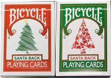 2 Deck Set Holiday Bicycle SANTA BACK Green &...