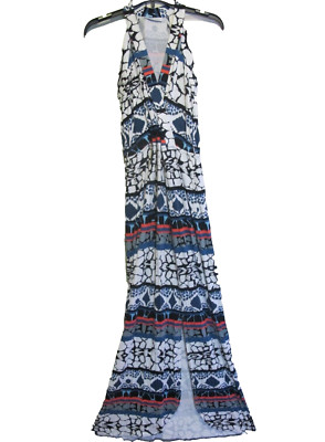 Matison Stone Geometric Print Sleeveless Wrap Maxi Dress Size XS