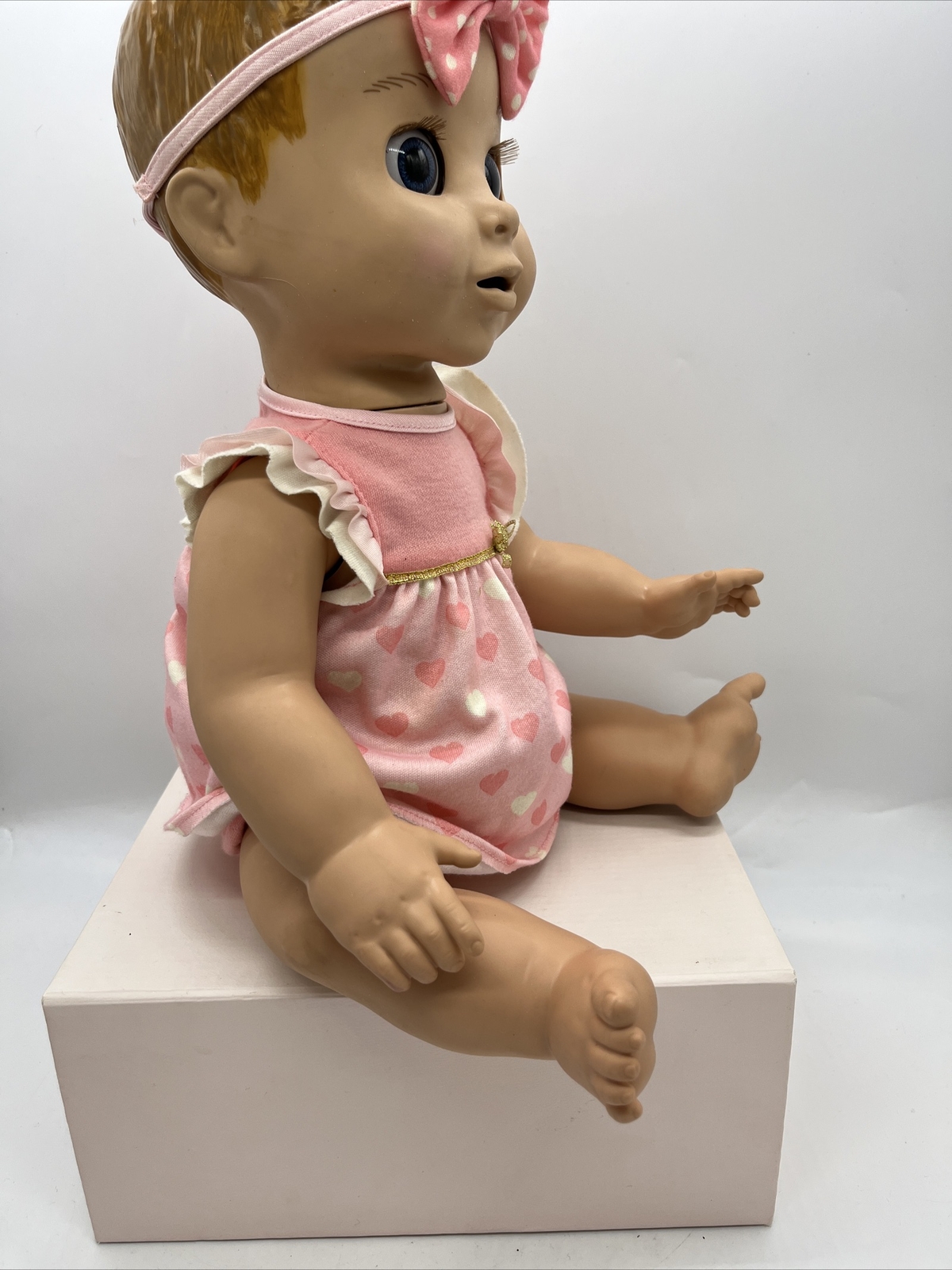LuvaBella Interactive Baby Doll Luva Bella Blue Eyes Pink Dress Tested Works