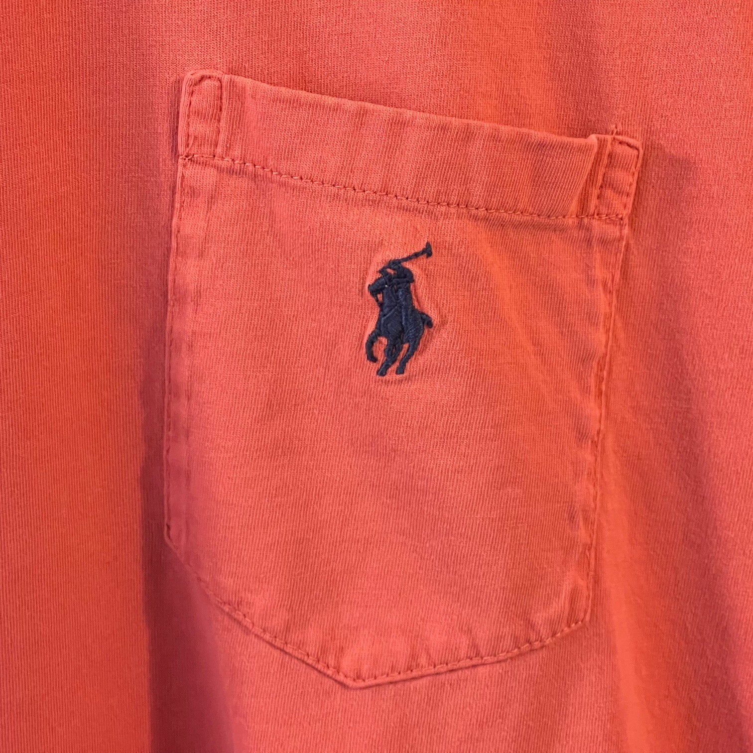 PONY Ralph Lauren POLO maglietta manica corta con tasca arancione con frangia blu media