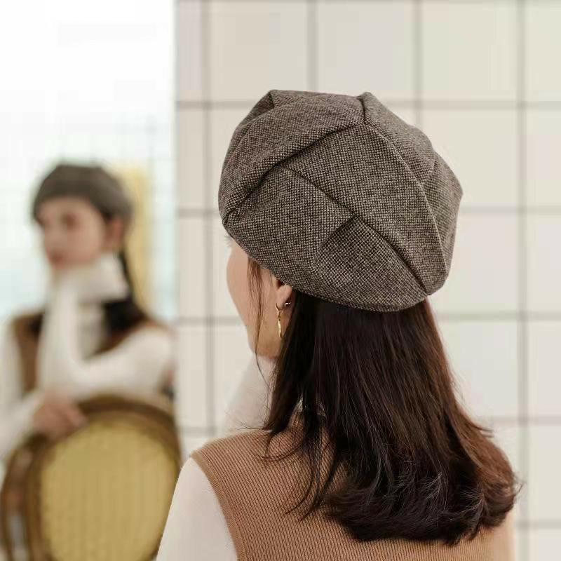 Autumn Women Irregular Beret Woolen Fabric Hat Girls Artist