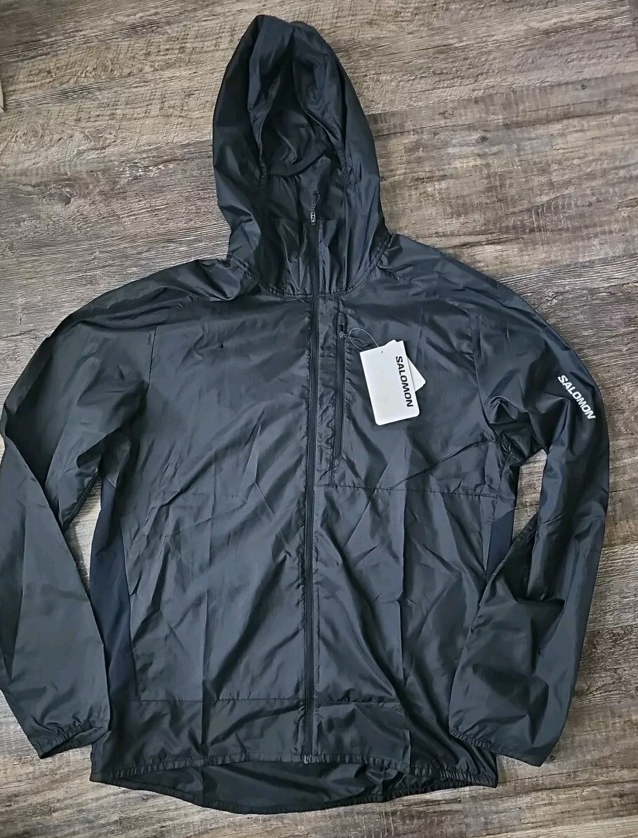 Sudadera con capucha Salomon estándar BONATTI Cross FZ, negra profunda, XL