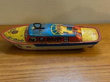 J Chein Tin Windup Toy Boat 1960's USA aw-22