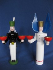 Engel und Bergmann 22cm farbig Seiffen Erzgebirge Lichterbergmann Lichterengel 