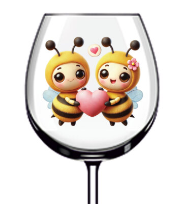 12x Valentinstag Paar Honigbiene Vinyl Aufkleber Abziehbild Becher Weinglas Becher