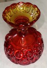 Ruby Red Amberina Footed Compote Candy Dish Moon & Stars Vintage Scalloped Rim — photo 10