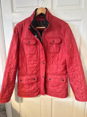 Barbour Red Ladies Quilted Jacket Coat Size 12 Lined UK