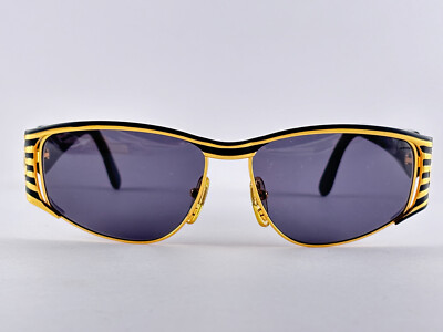 NEW VINTAGE FENDI FS297 MASK BLACK & GOLD LARGE 1990 SUNGLASSES