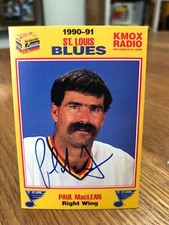 1990-91 KODAK KMOX ST. LOUIS BLUES PAUL MACLEAN SIGNED AUTOGRAPHED CARD