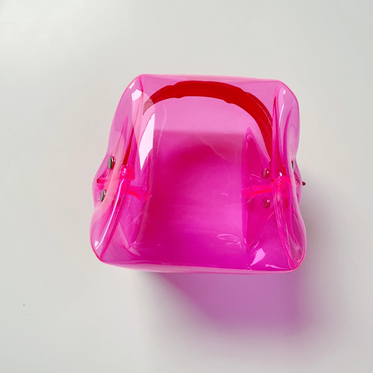 Hot pink neon pink zippered cube square pouch makeup accessories