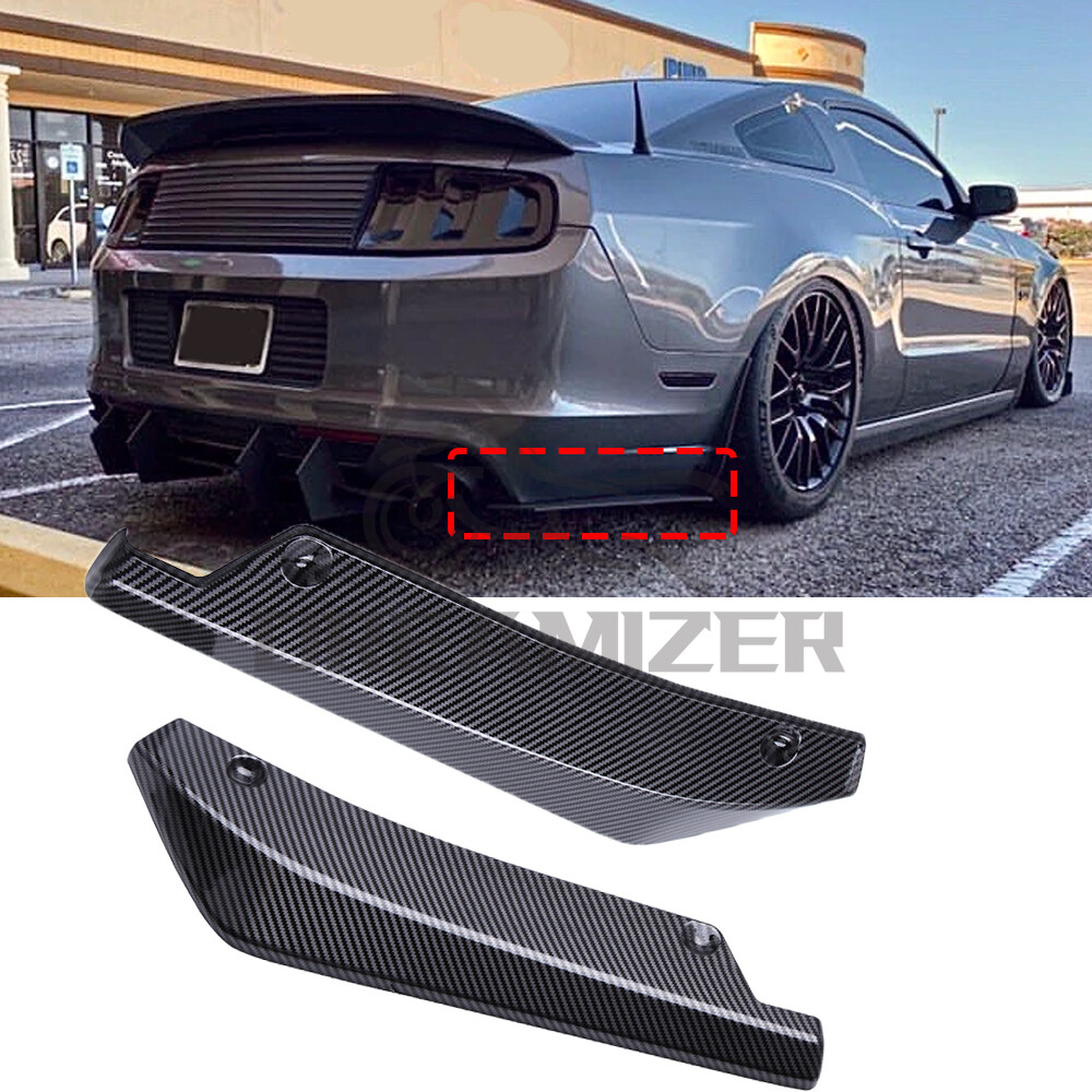 For Ford Mustang Rear Bumper Lip Diffuser Splitter Canard Spoiler Carbon Fiber