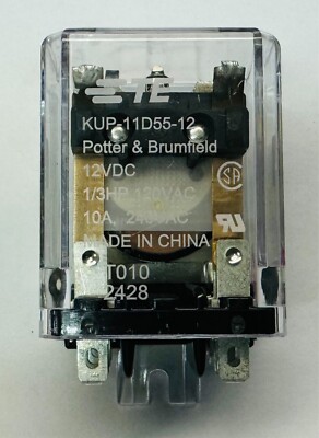 TE Potter & Brumfield KUP-11D55 Relays 12VDC Coil 1/3HP / 120/240VAC / 10A  NEW 