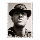 Smoking Soldier Selfie Snapshot - Vintage 1940s WW2 Man - Blurred Close-Up Photo