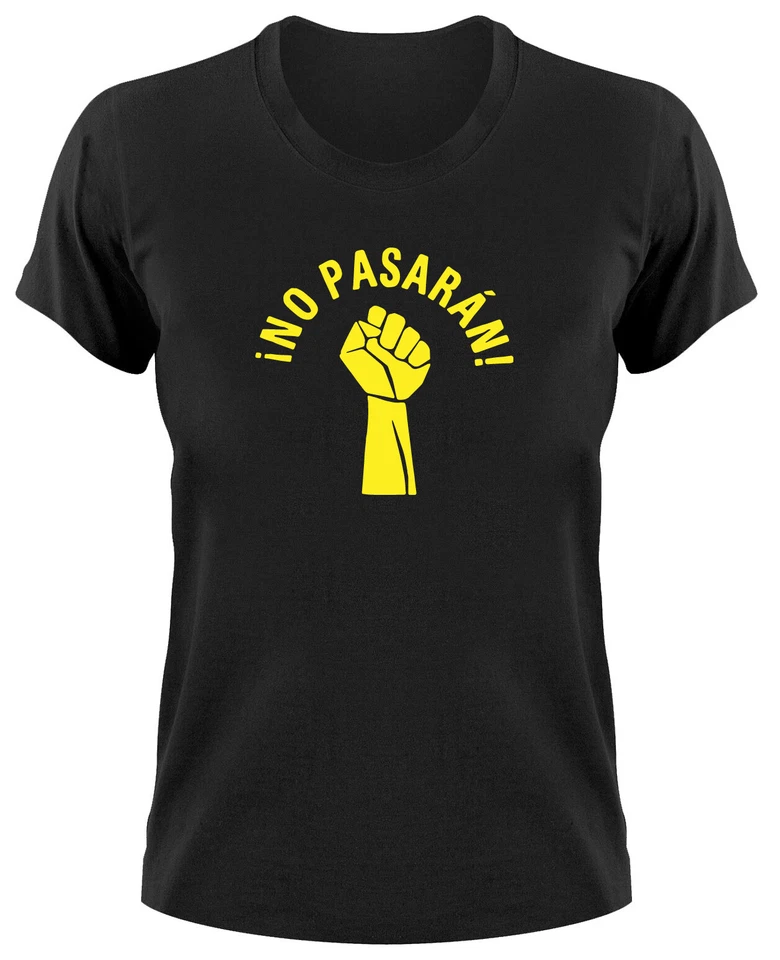No Pasaran Fist T-Shirt Logo Damen T-Shirt Anitfa Punk Zeichen Gegen Faschismus - Bild 1 von 1