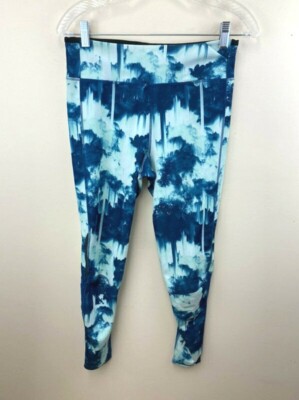 Adidas Supernova S Blue White Print Tight Leggings Mesh Panel Ankle Zipper