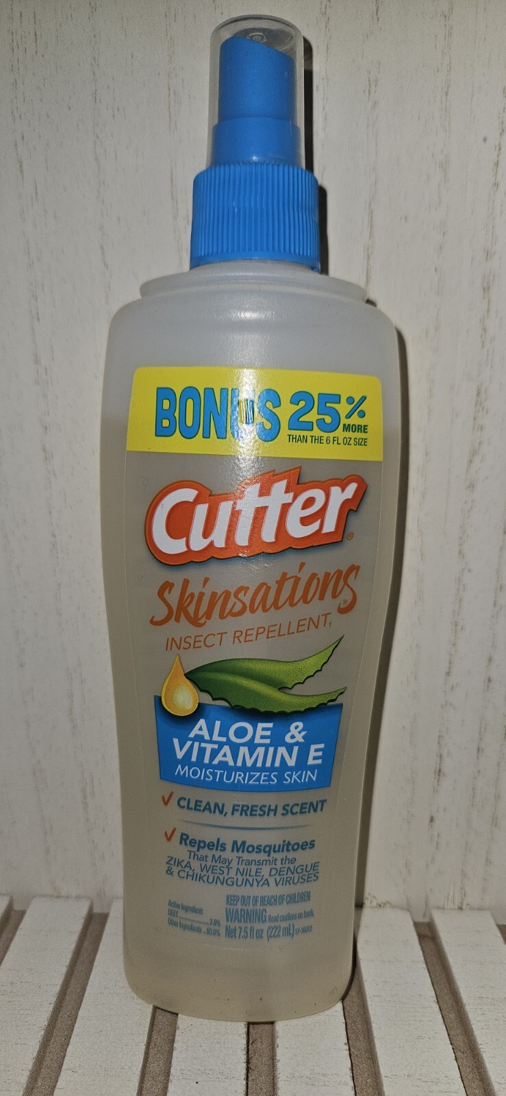 Cutter Skinsations Insect Repellent 7.5 fl oz Aloe and Vitamin E Fresh