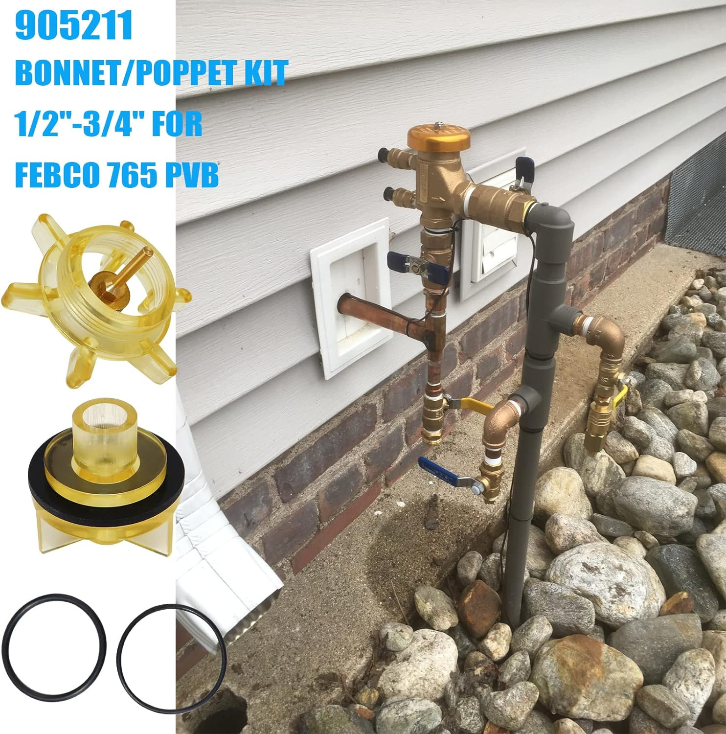 905-211 1/2"-3/4" Bonnet and Poppet Assembly Repair Kit,Fits for Febco PVB Model