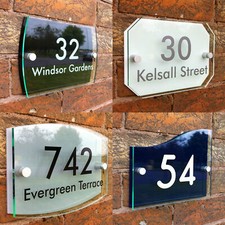 Acrylic House Sign Personalised with Door Number and Street Name Address Custom