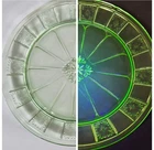 Vintage Jeanette Doric Uranium Vaseline Green Glass Lunch Plate 9" GLOWS!!